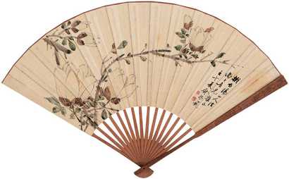 俞振飞 壬午（1942年）作 玉兰 成扇